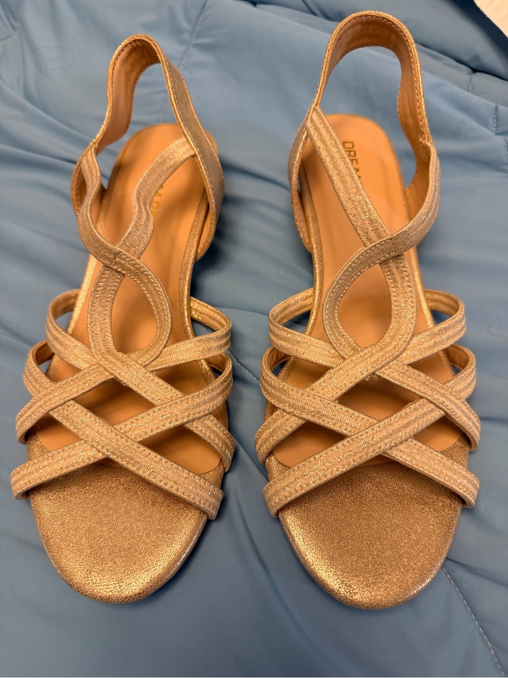 Dream Pairs Metallic Gold Strappy Slingback Sandals - Size 7.5